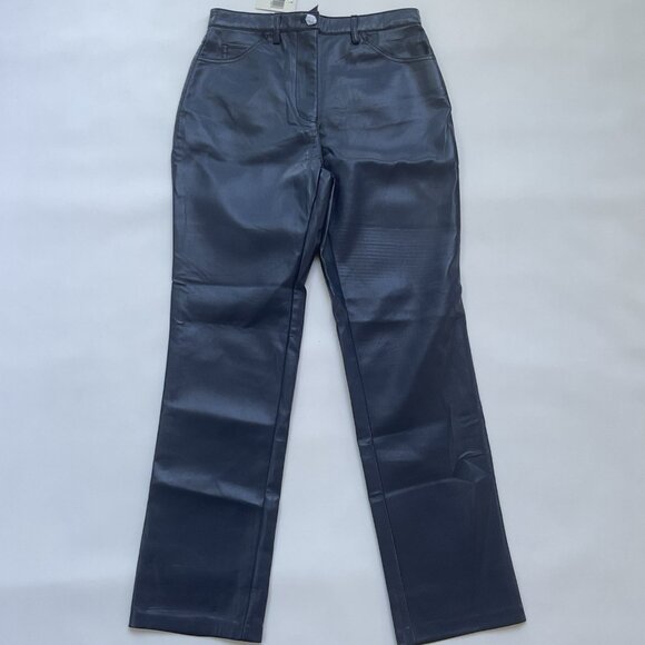 Guess Women’s Kelly Faux Leather Jeans  Straight Fit In Blue Size 28 - Picture 2 of 11